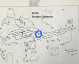 Mercedes Benz Air Fitting Connector , Straight 14mm Hex, M12 x1 Inner Thread, Mercedes Benz 112 328 1125