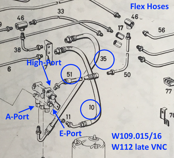 Flex Hose W109.016, A-Port, Mercedes Benz A1099971082