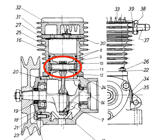 Mercedes Benz Air Compressor, Location of Piston Pin